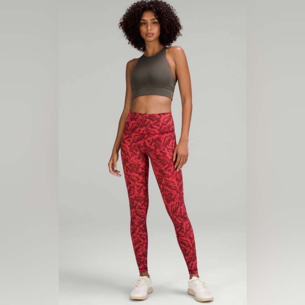 Lululemon Wunder Under High-Rise Tight 28" Spray Leaf Fireside Red Multi Size 4